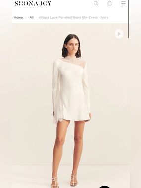 NWT Shona Joy Allegra Lace Panelled Micro Mini Dress - Ivory